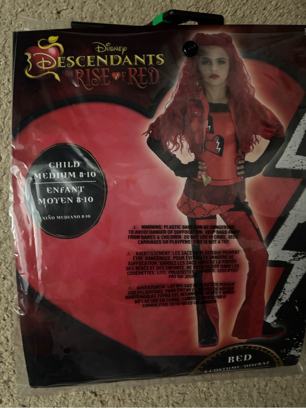 Disney Descendants Red Costume for Kids - Child Medium 8-10 and WIG!